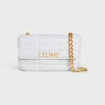 CHAIN SHOULDER BAG MATELASSE MONOCHROME CELINE IN QUILTED CALFSKIN ARCTIC WHITE
